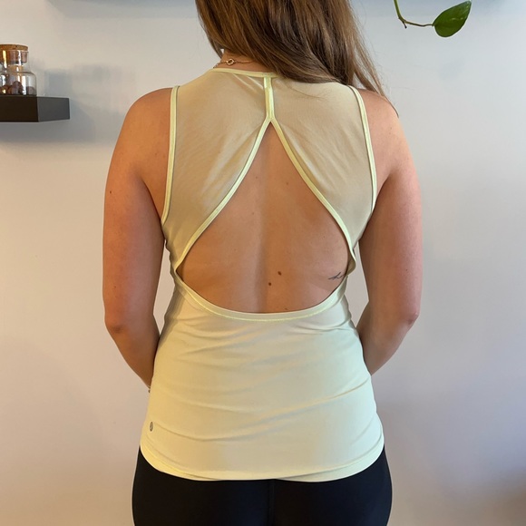 Lululemon Athletica Womens Swift Ventilated Running Tank Neon Yellow open back - Picture 2 of 5